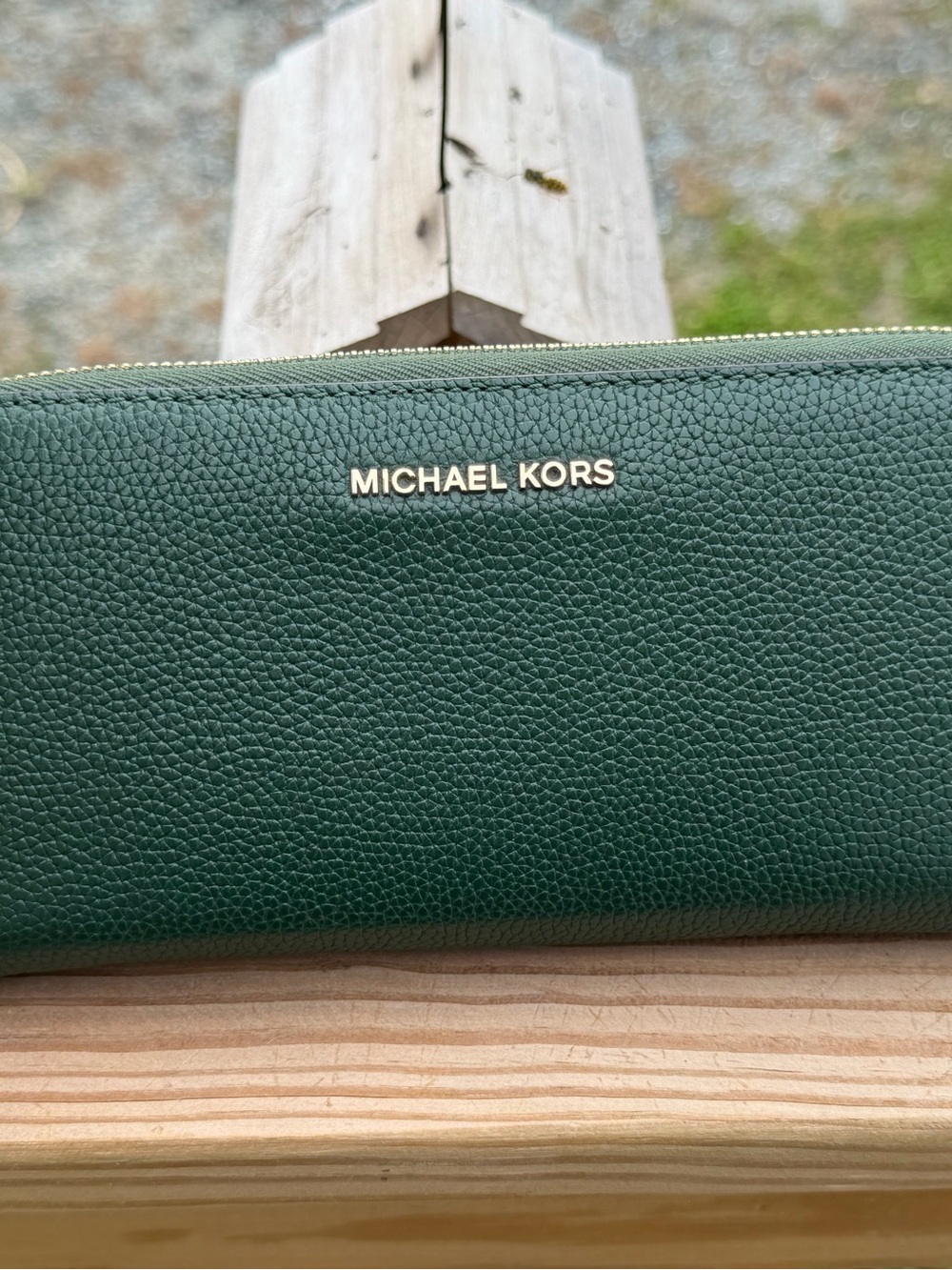 Michael Kors Green Pebble Leather Wallet